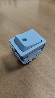 Выключат.клавишный C6053PLNAB зеленая линза, серый корпус, zb